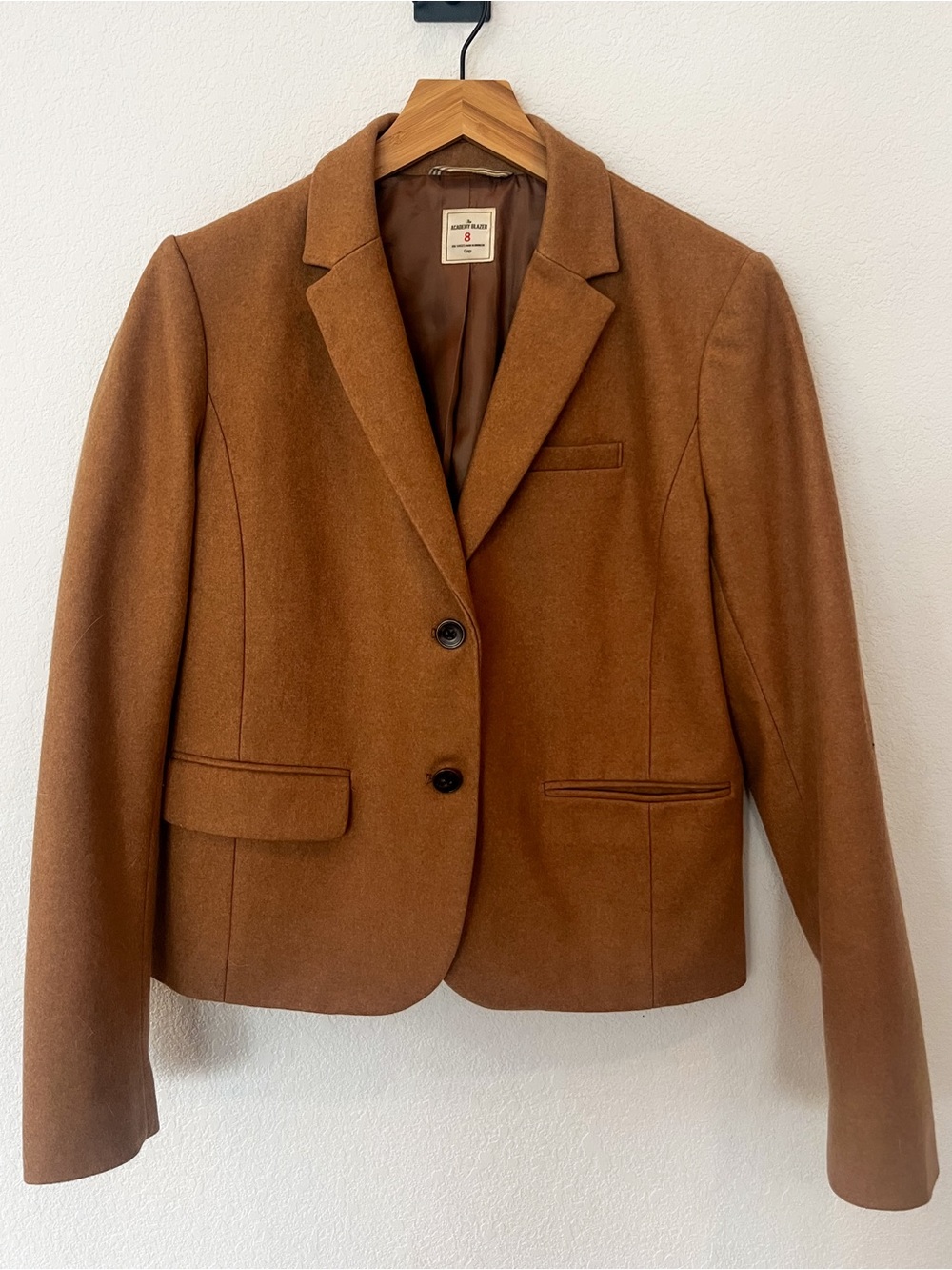 Gap Academy Blazer Camel Wool Blend Size 8 Classic Schoolboy Jacket
